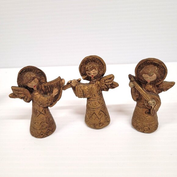 Gold Angels Hanging Instruments Lot 6 Italy Vintage 3 are 3'' & 3 are 3.75'' - Picture 3 of 14